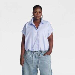 KBB by Kahlana -  Women's 'The Cropped Bubble Shirt'  Blue
